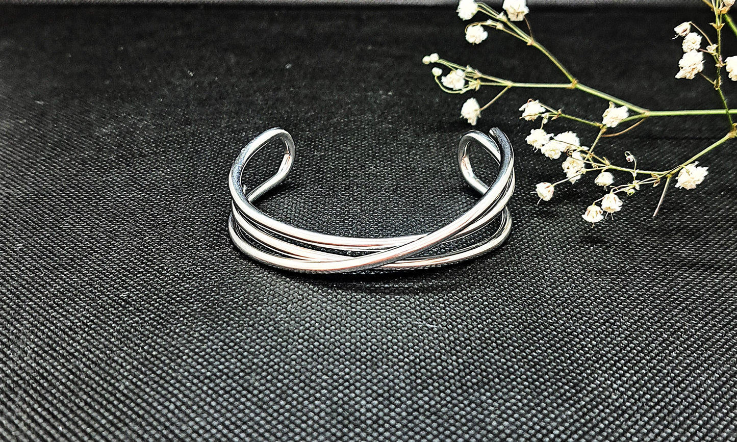 Bracelet Jonc "Entrelacés" ajustable en acier inoxydable