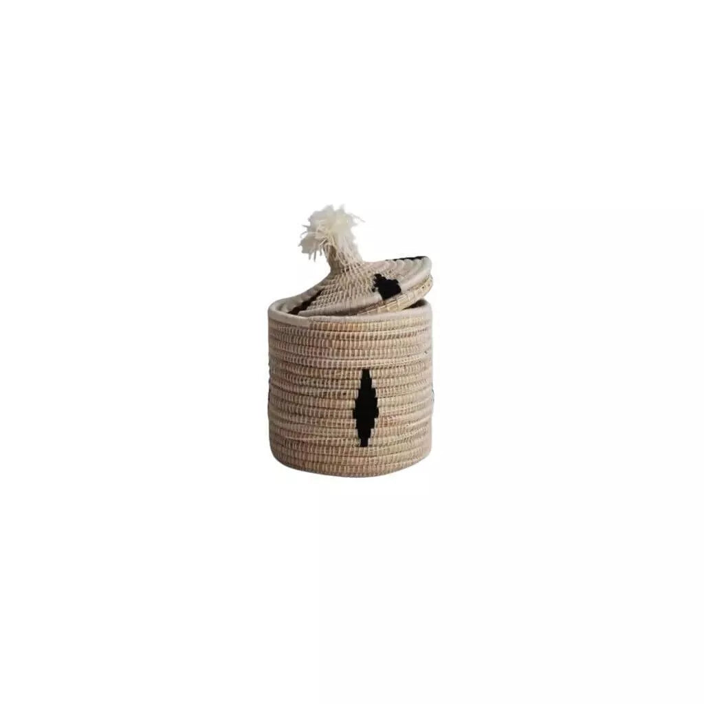 Berber Wicker Basket with HANDMADE lid