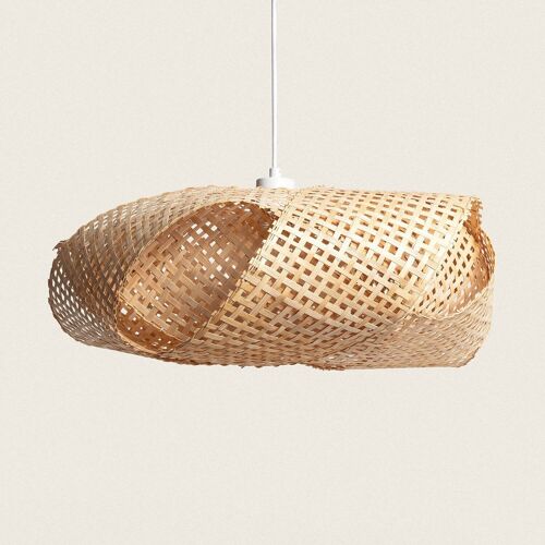 Grand luminaire rond  original avec sa composition naturelle en bambou et son design tendance.